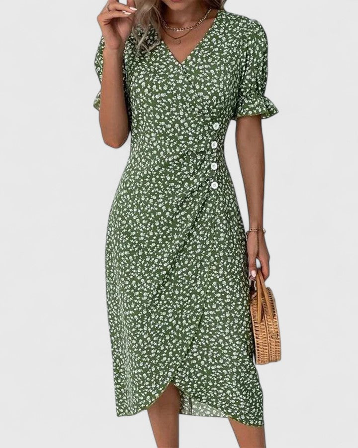 Clementine | Ditsy Floral Button-Front Midi Summer Dress