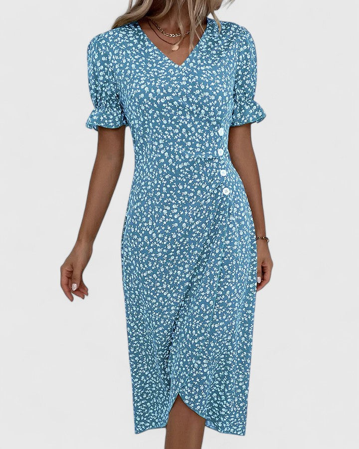 Clementine | Ditsy Floral Button-Front Midi Summer Dress