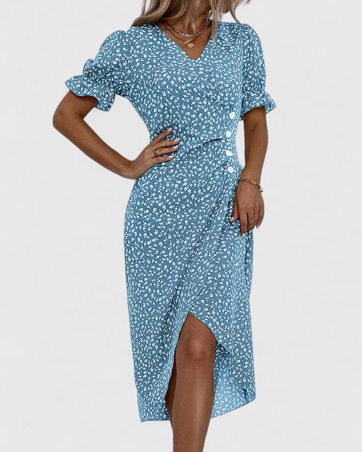 Clementine | Ditsy Floral Button-Front Midi Summer Dress