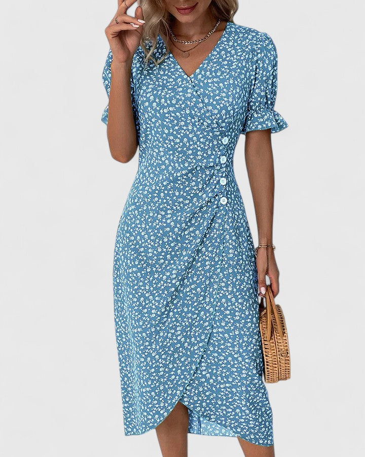 Clementine | Ditsy Floral Button-Front Midi Summer Dress
