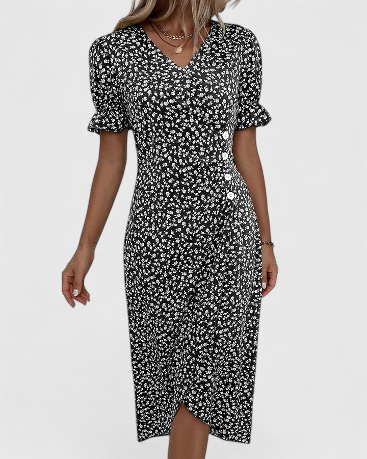 Clementine | Ditsy Floral Button-Front Midi Summer Dress