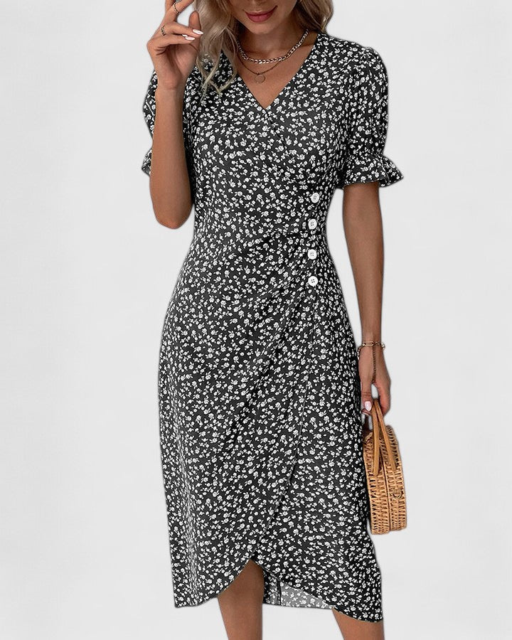 Clementine | Ditsy Floral Button-Front Midi Summer Dress