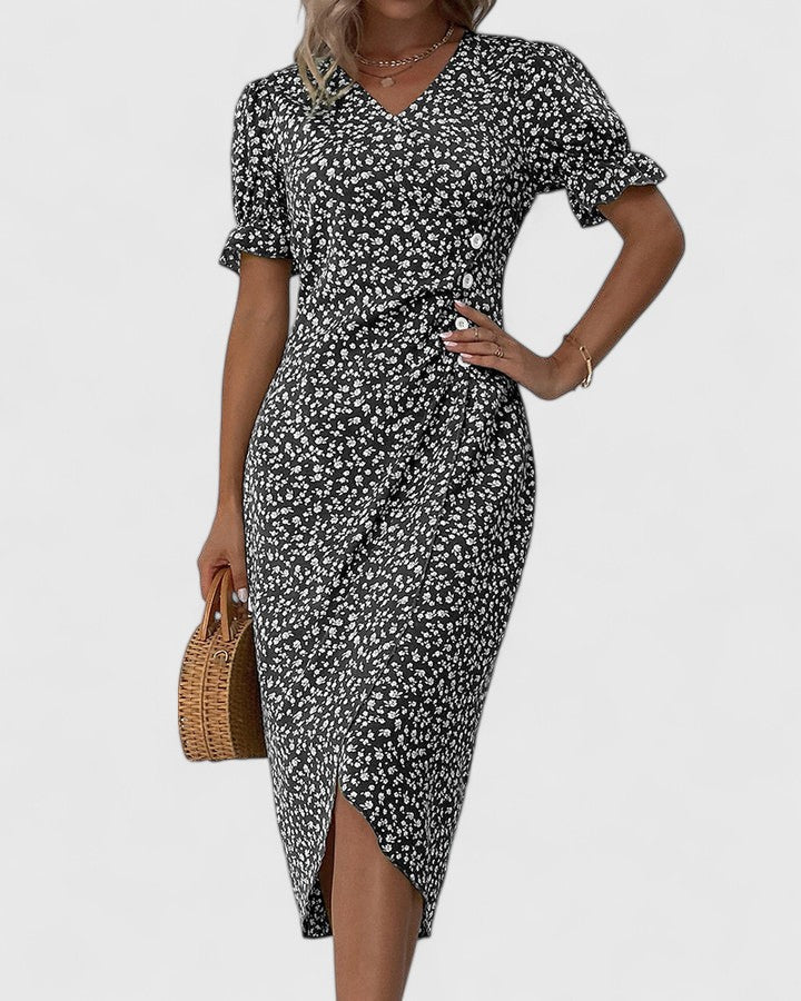 Clementine | Ditsy Floral Button-Front Midi Summer Dress