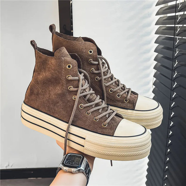 Hendrix | Vintage Wash High Top Suede Platform Sneakers Mens Shoes