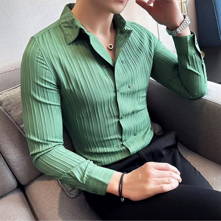 Luca | Textured Slim Fit Button-Up Oxford Shirt