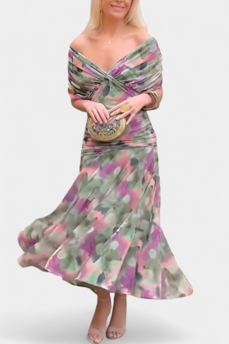 Amara | Elegant Off-Shoulder Wedding Guest Dress