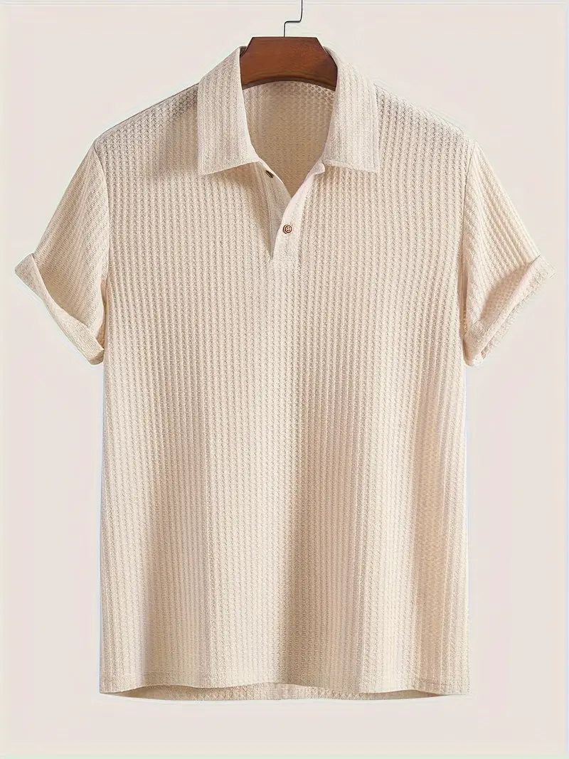 Cassius | Men's Textured Knit Two-Button Polo