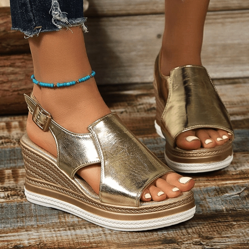 Aurielle | Women’s Metallic Wedge Sandals