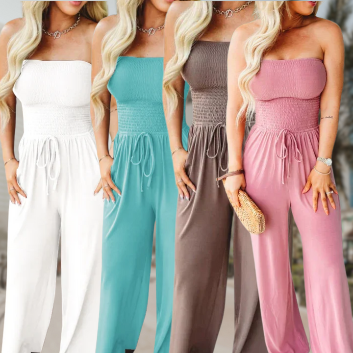 Penelope | Strapless Wide Leg Jumpsuit – Women's Casual Summer Jumpsuit