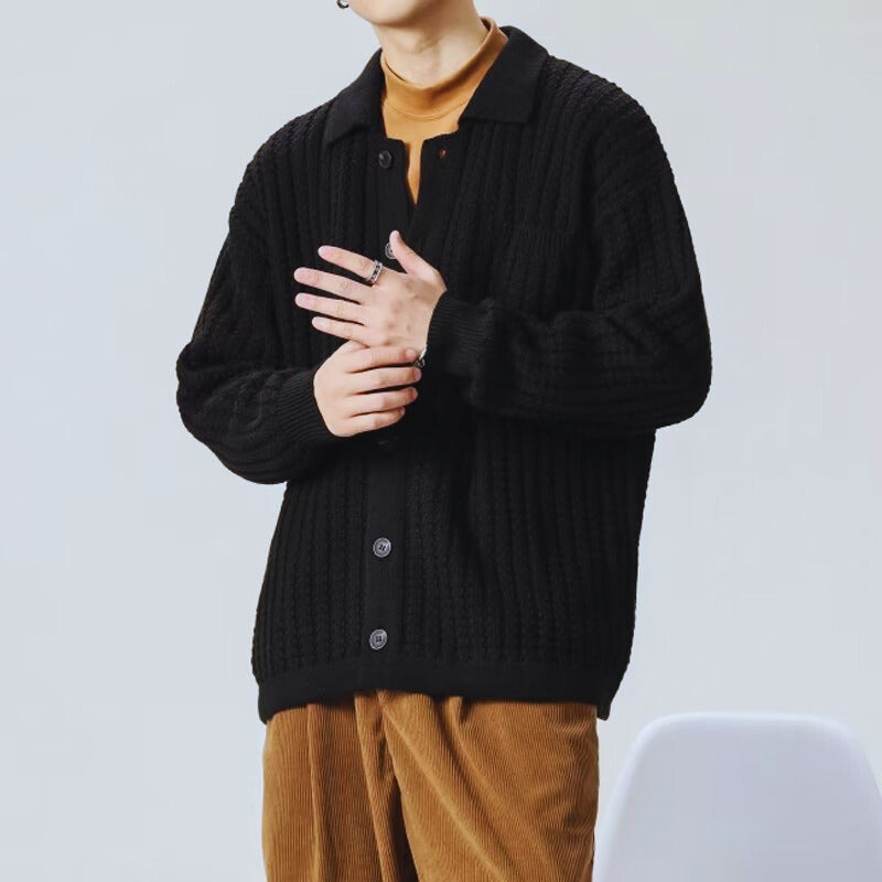 Kodiak | Textured Knit Polo Collar Men's Cardigan