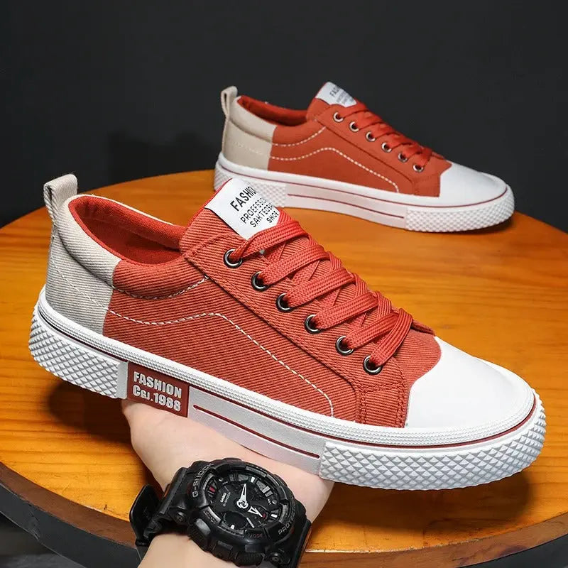 Giorgio | Two-Tone Canvas Cap Toe Lace-Up Casual Sneakers Mens Shoes