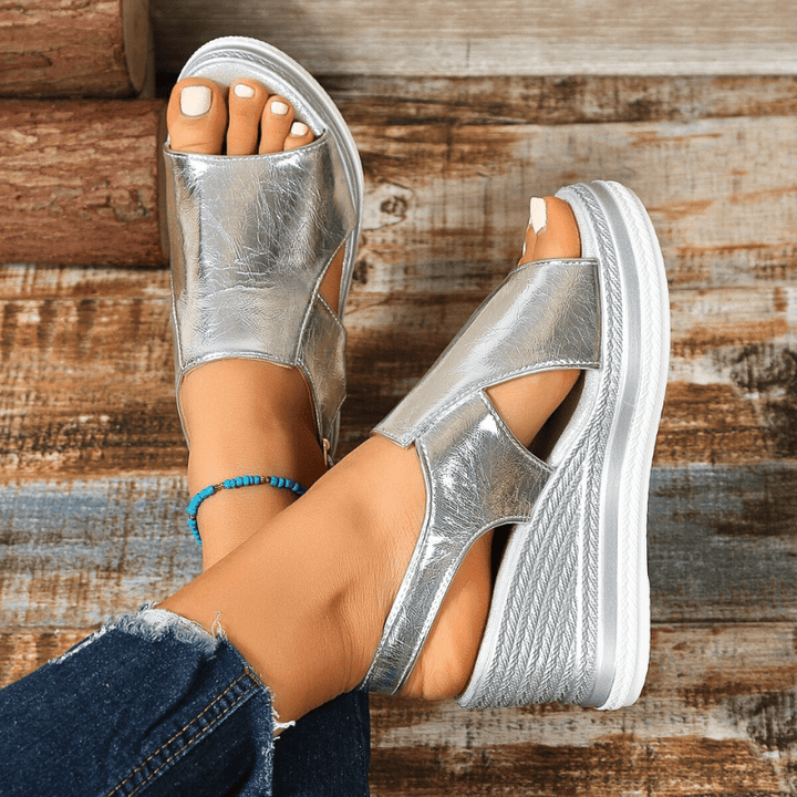 Aurielle | Women’s Metallic Wedge Sandals