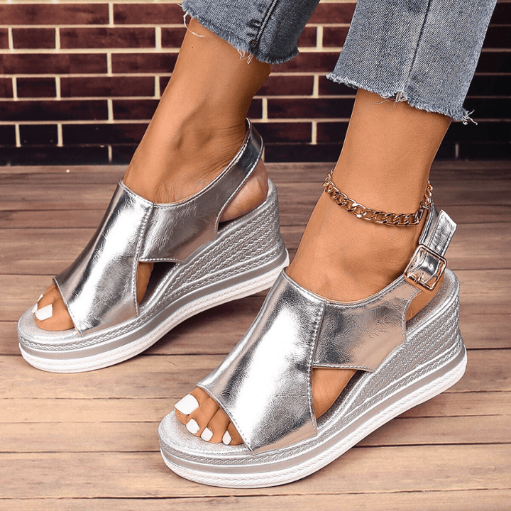 Aurielle | Women’s Metallic Wedge Sandals