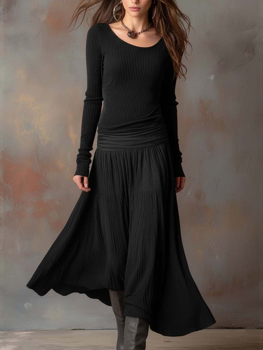 Stevie | Ribbed Long Sleeve Maxi Dress