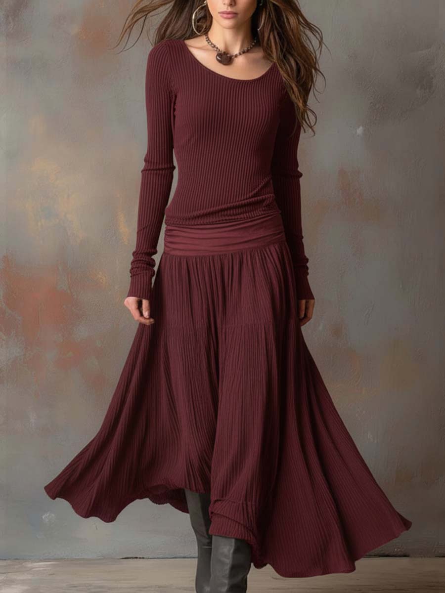Stevie | Ribbed Long Sleeve Maxi Dress