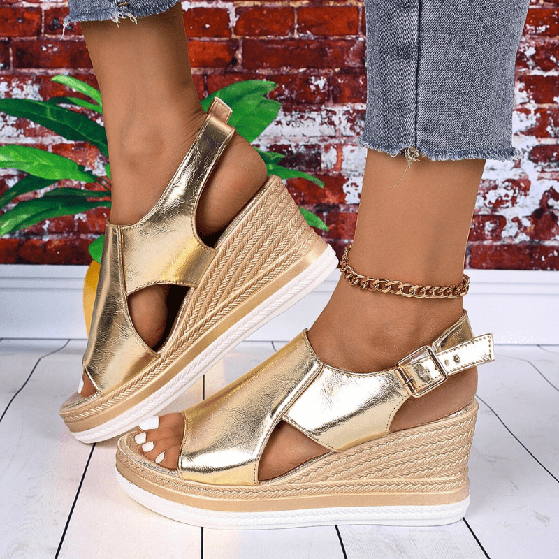 Aurielle | Women’s Metallic Wedge Sandals