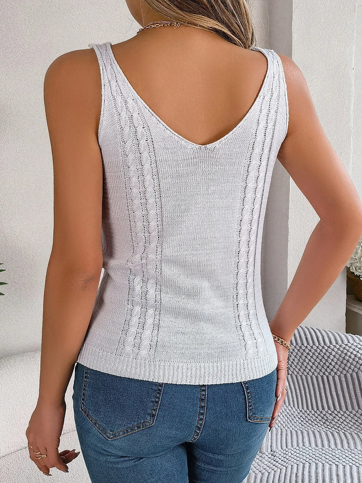 Elowen | Pointelle Ribbed Knit Tank Top