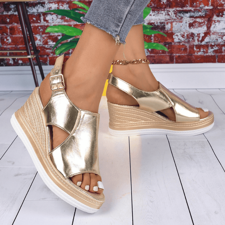 Aurielle | Women’s Metallic Wedge Sandals