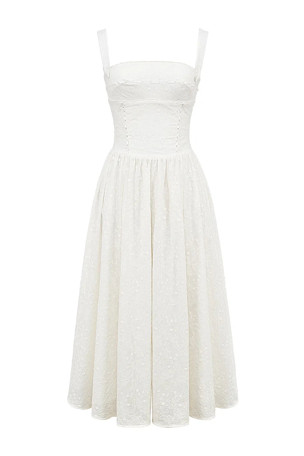 Vivien | Gingham Bustier Womens Pleated Midi Dress with Pockets