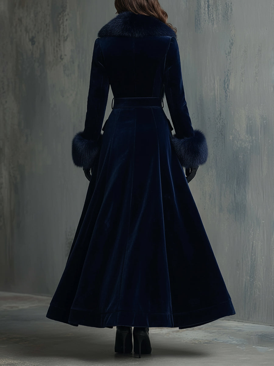Vivienne | Faux Fur Trim Velvet Maxi Dress – Evening Dresses
