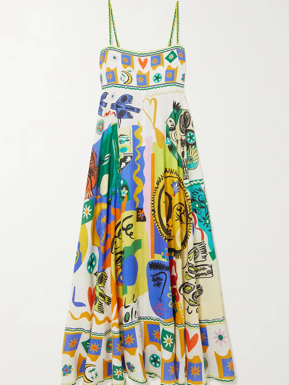 Frida | Women's Graphic Print Midi Slip Dress with Pockets