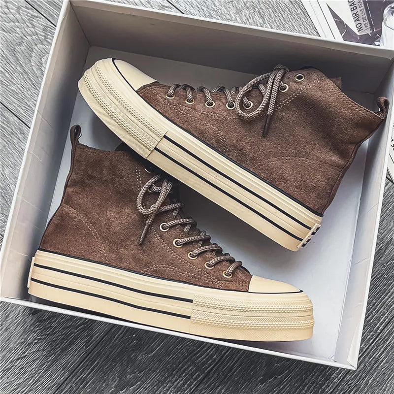 Hendrix | Vintage Wash High Top Suede Platform Sneakers Mens Shoes