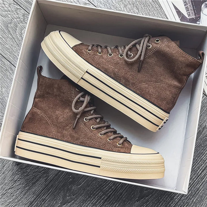 Hendrix | Vintage Wash High Top Suede Platform Sneakers Mens Shoes