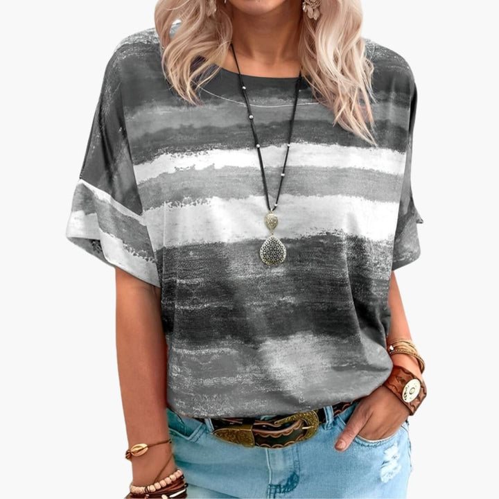 Storm | Watercolour Striped Shirt – Women's Graphic Print Oversized Top