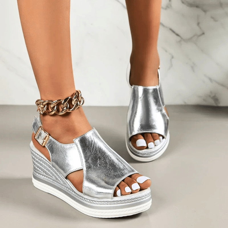 Aurielle | Women’s Metallic Wedge Sandals