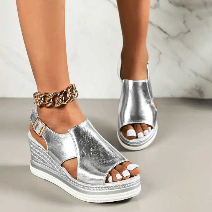 Aurielle | Women’s Metallic Wedge Sandals