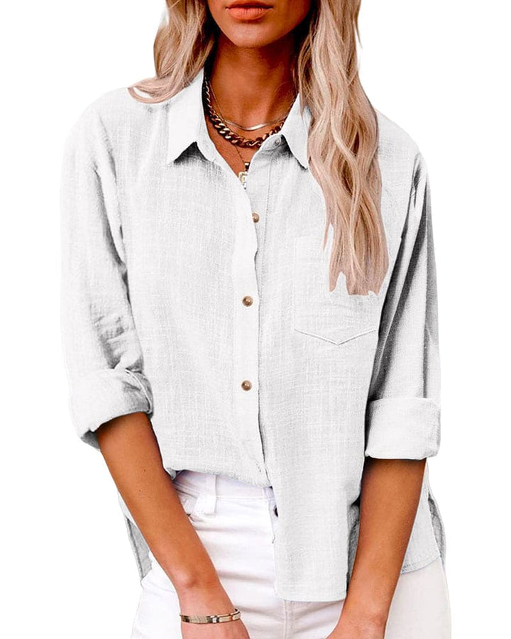 Brielle | Chest-Pocket Cotton Longline Tunic Blouse