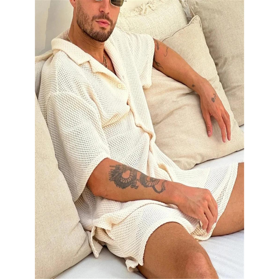 Amalfi | Men's Waffle Knit Camp Collar Co-ord Set
