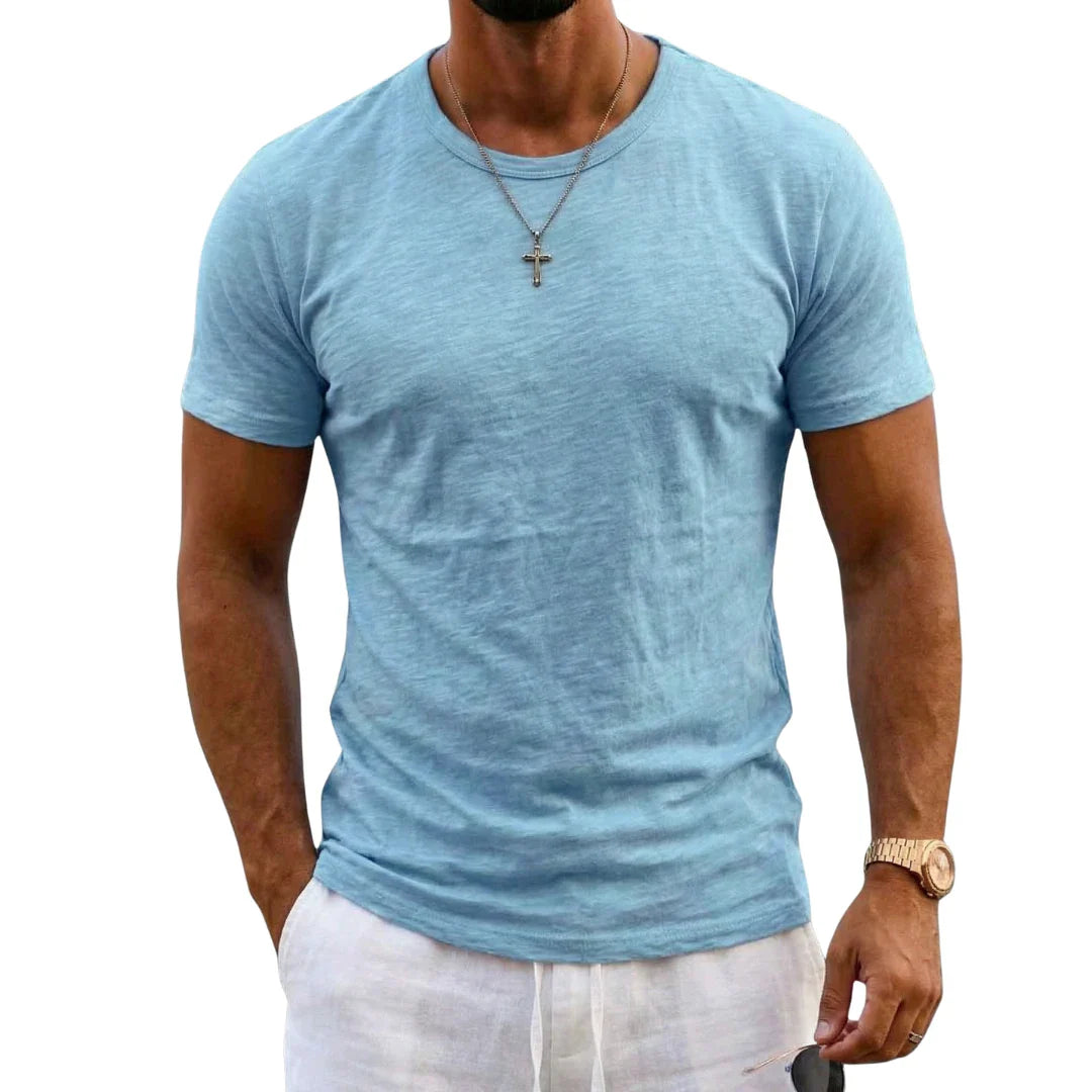 Reef | Slim Fit Crew Neck Slub Cotton Plain Mens T Shirt