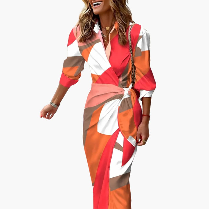 Zara | Bold Stripe Wrap Midi Dress – Elegant Shirt Dress