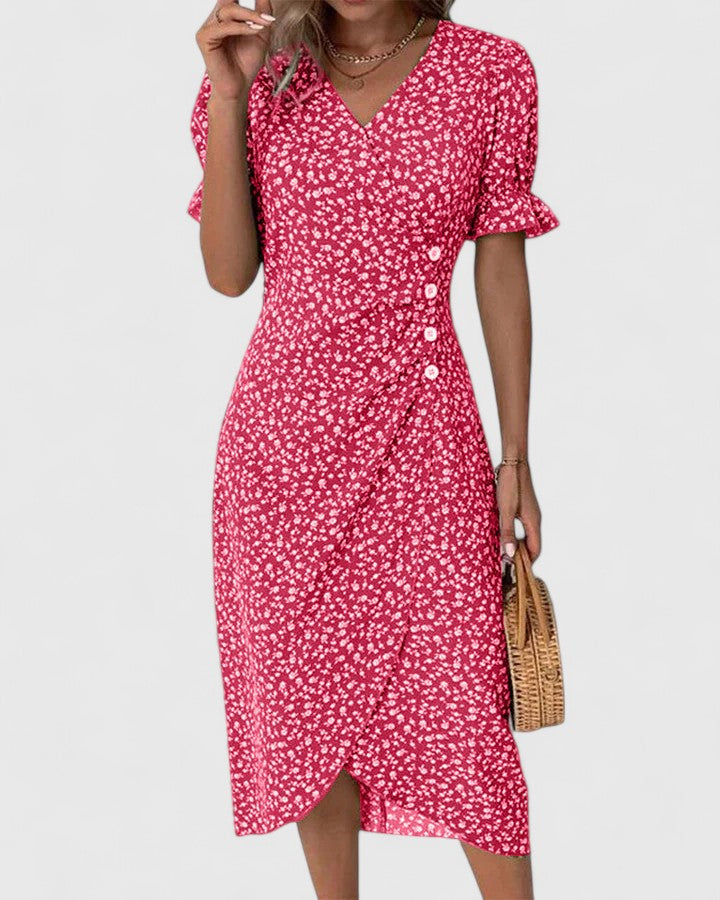 Clementine | Ditsy Floral Button-Front Midi Summer Dress
