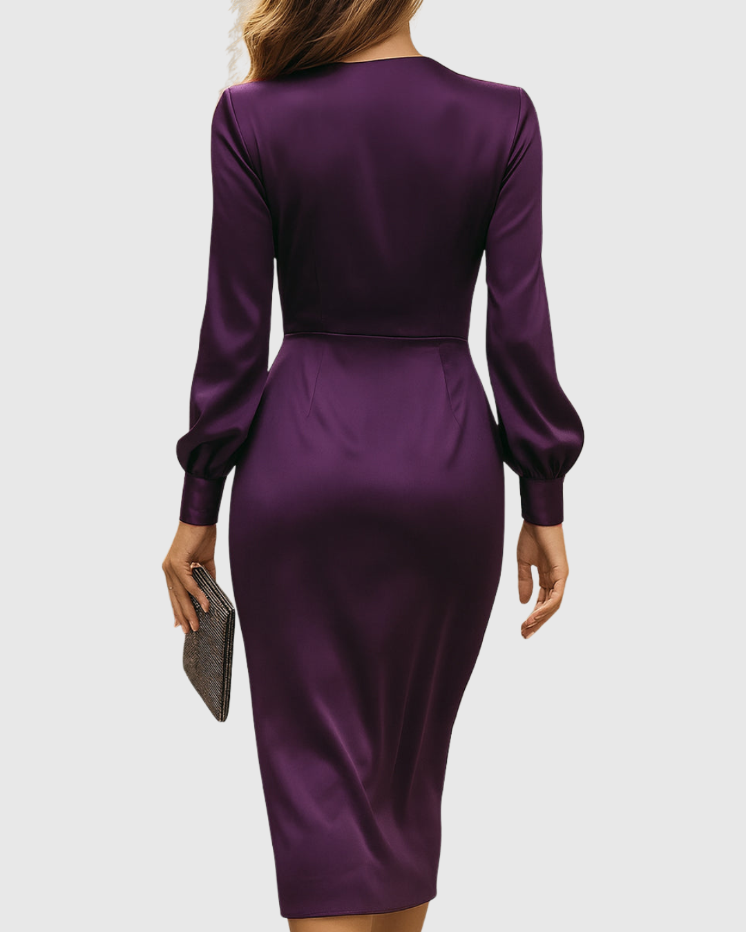 Violette | Satin Wrap Tie Waist Midi Cocktail Dress