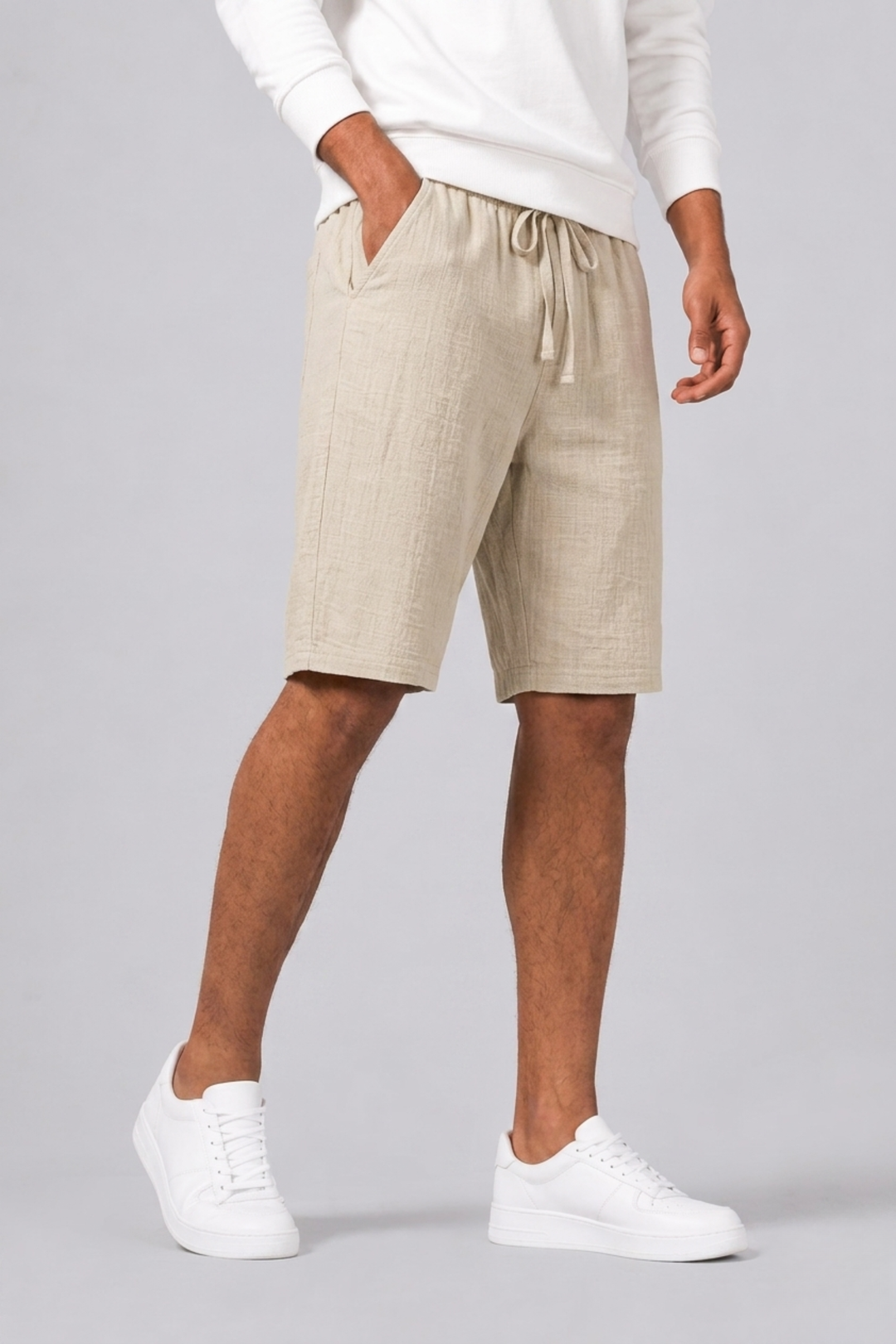 Mondello | Men's Clean Fit Drawstring Linen Shorts