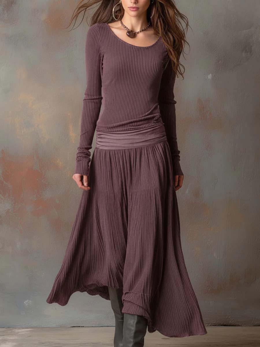 Stevie | Ribbed Long Sleeve Maxi Dress