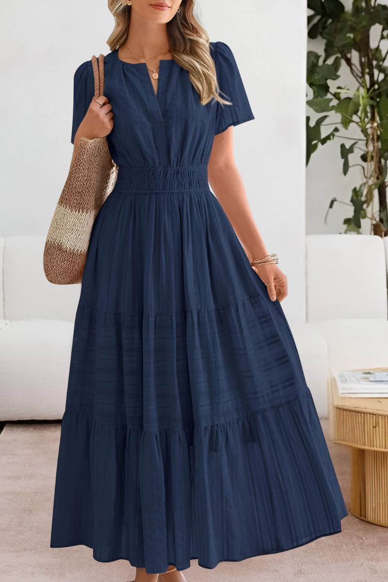 Elowen | Flutter Sleeve Smocked Waist Tiered Boho Dress