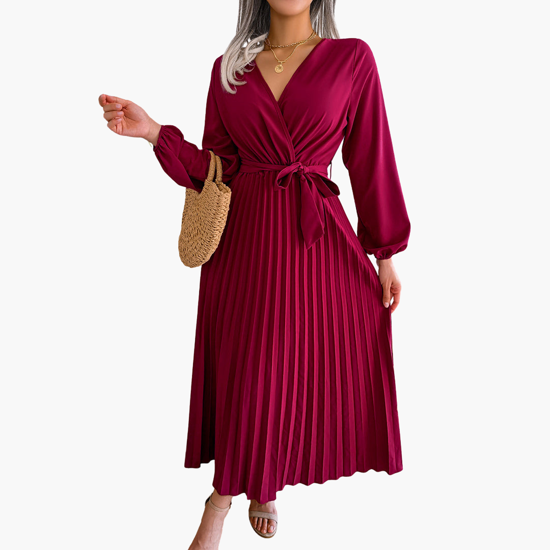 Liora | Pleated Wrap Wedding Guest Dress