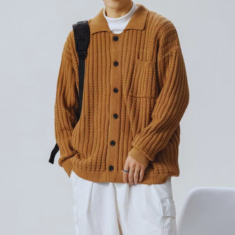 Kodiak | Textured Knit Polo Collar Men's Cardigan