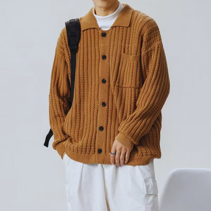 Kodiak | Textured Knit Polo Collar Men's Cardigan