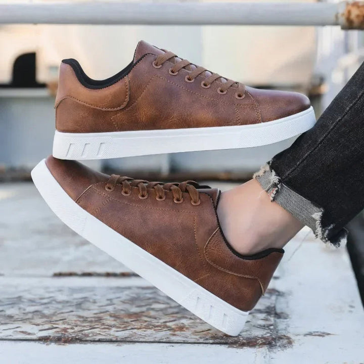 Paxton | Leather Lace-Up Flatform Casual Sneakers Mens Shoes