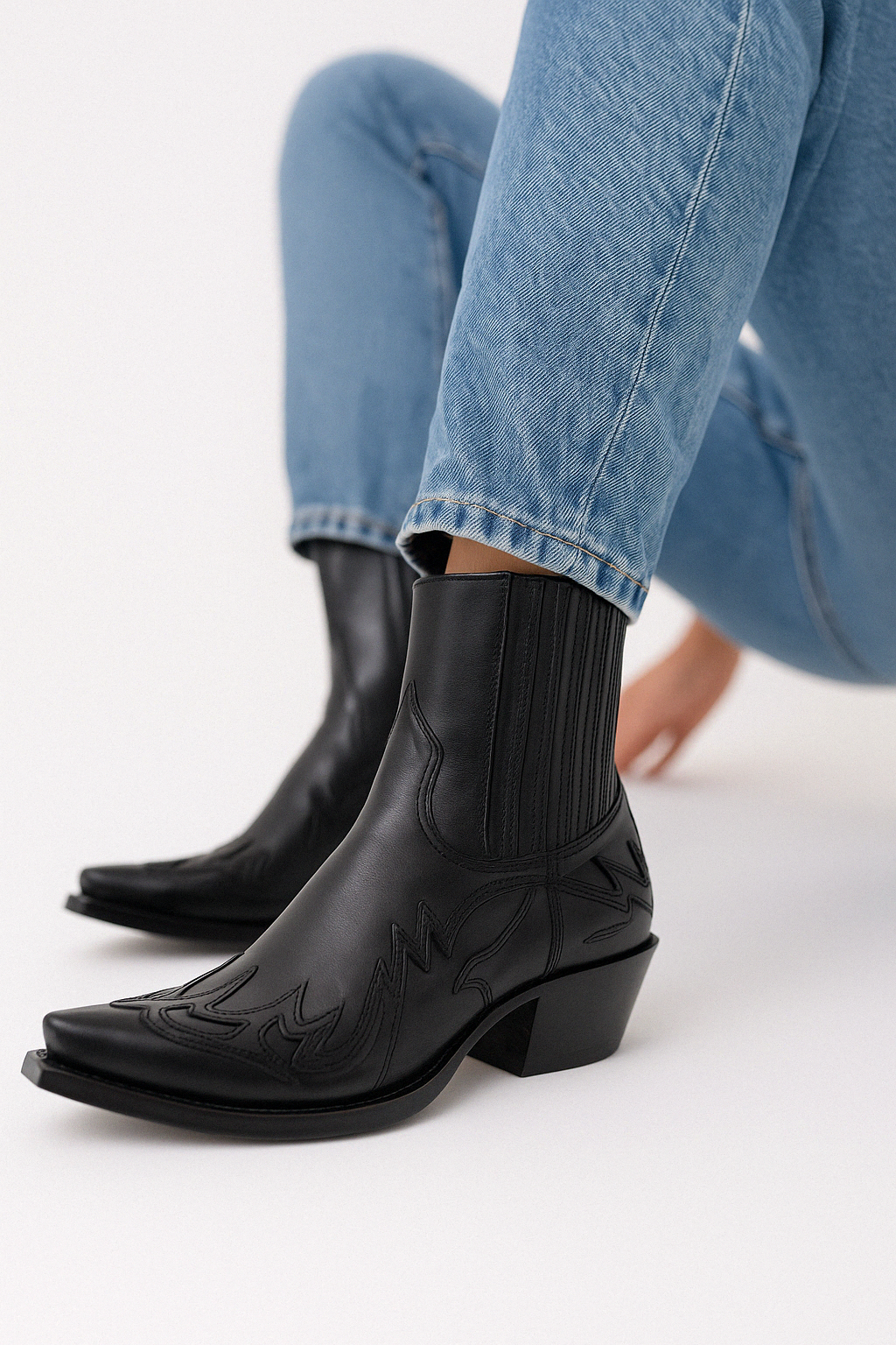 Maverick | Tonal Embossed Leather Ankle Womens Cowboy Boots