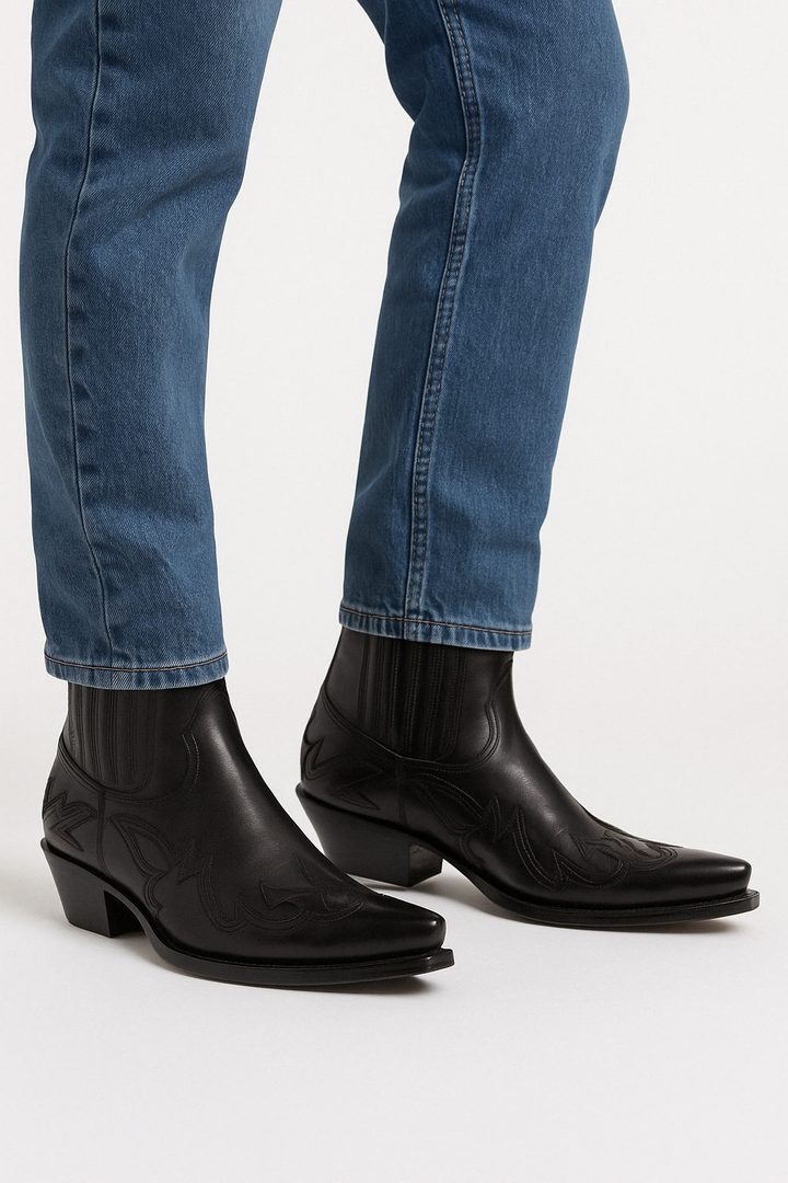 Maverick | Tonal Embossed Leather Ankle Womens Cowboy Boots