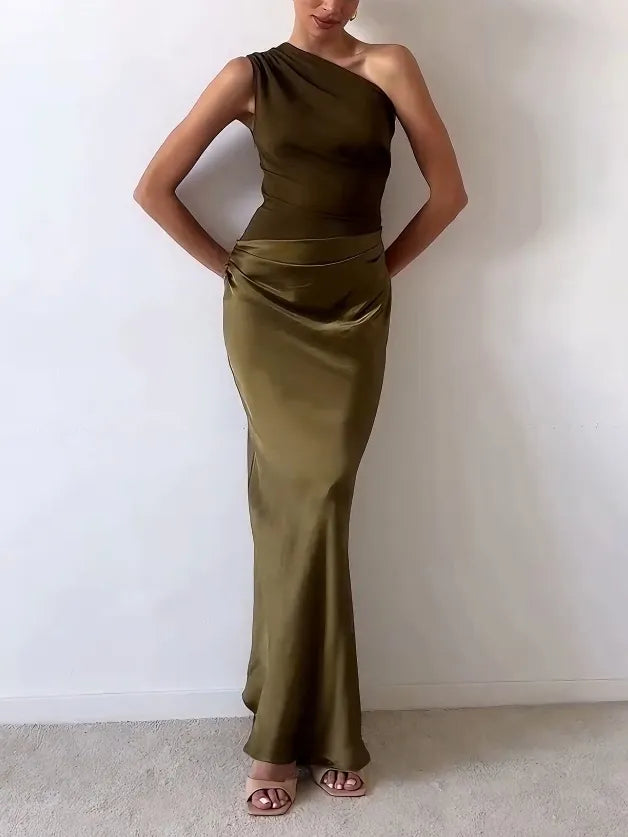 Aurelia | Satin One Shoulder Dress Mermaid Maxi