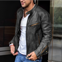 Ryker | Distressed Café Racer Leather Jacket with Contrast Zip Detail