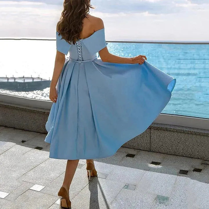 Georgiana | Classic Off The Shoulder Dress A-Line Midi