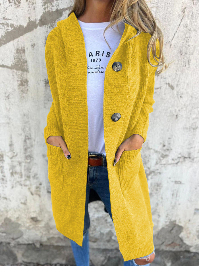 Soleil | Hooded Longline Button-Front Women's Cardigan