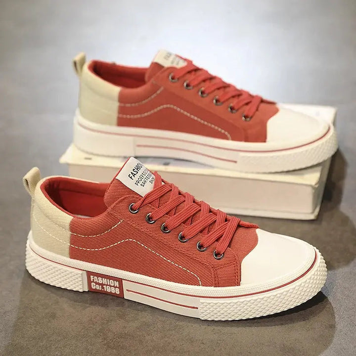 Giorgio | Two-Tone Canvas Cap Toe Lace-Up Casual Sneakers Mens Shoes